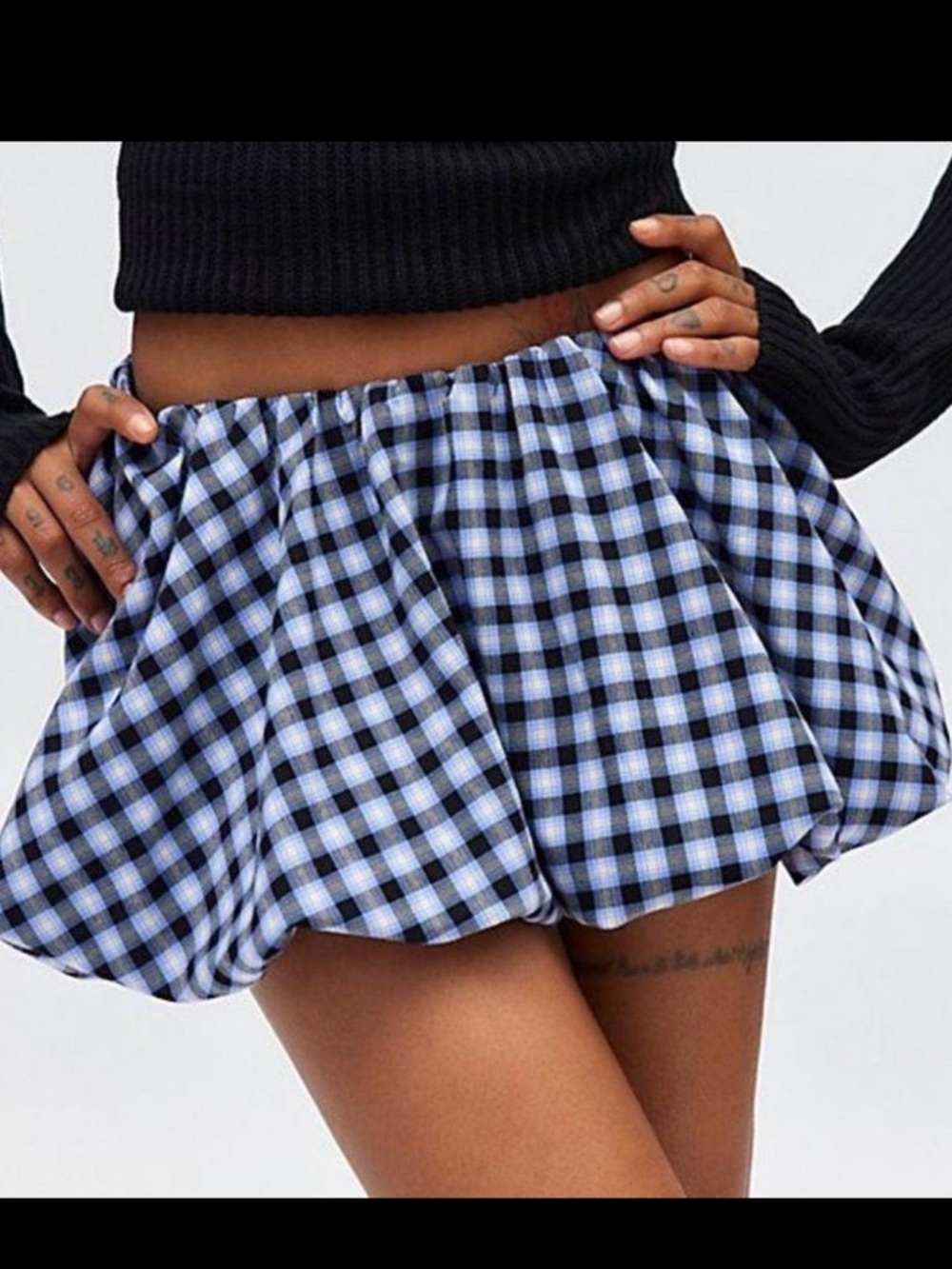 Kimchi Blue Blue and Black Plaid Circle Skirt
